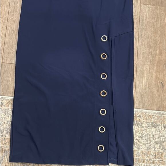 Boston Proper Beyond Travel Navy Blue Sheath V Neck Grommet Dress Size Small - Picture 10 of 15